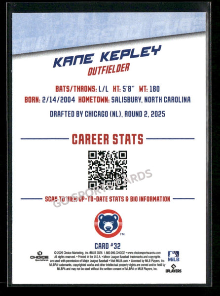 2026 South Bend Cubs Kane Kepley
