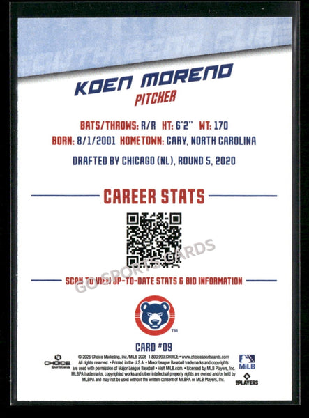 2026 South Bend Cubs Koen Moreno