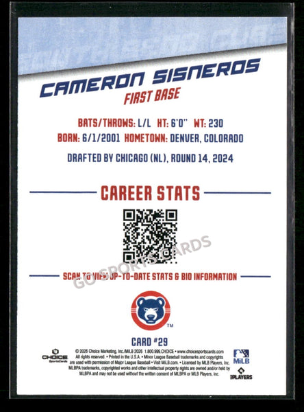 2026 South Bend Cubs Cameron Sisneros