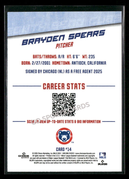2026 South Bend Cubs Brayden Spears