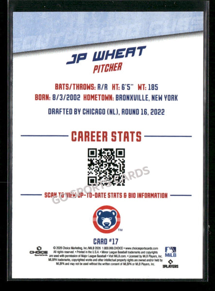 2026 South Bend Cubs JP Wheat