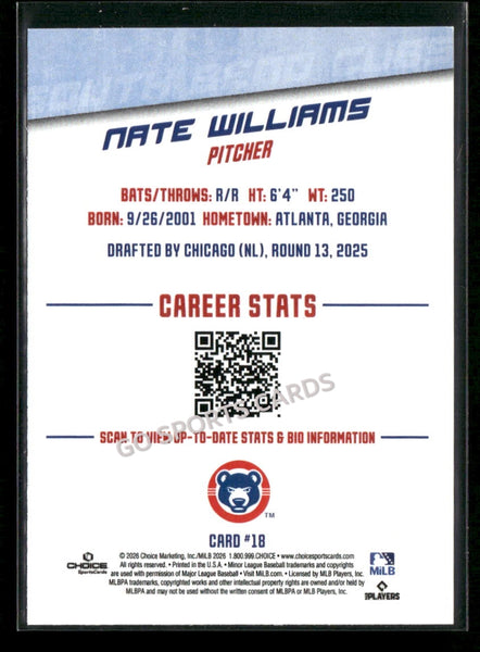 2026 South Bend Cubs Nate Williams
