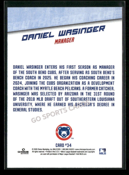 2026 South Bend Cubs Daniel Wasinger