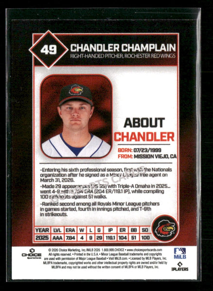 2026 Rochester Red Wings Chandler Champlain