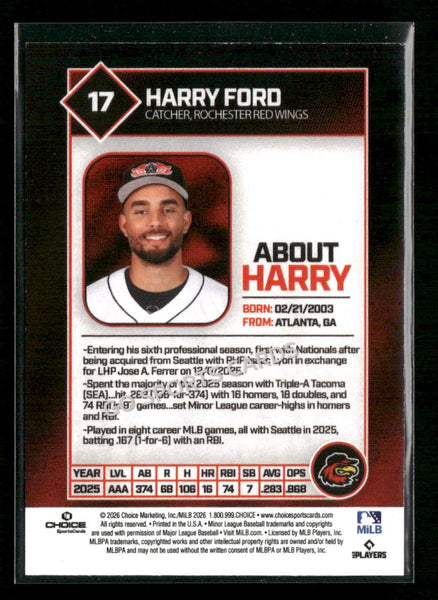 2026 Rochester Red Wings Harry Ford