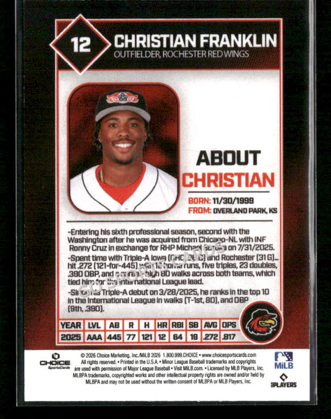 2026 Rochester Red Wings Christian Franklin