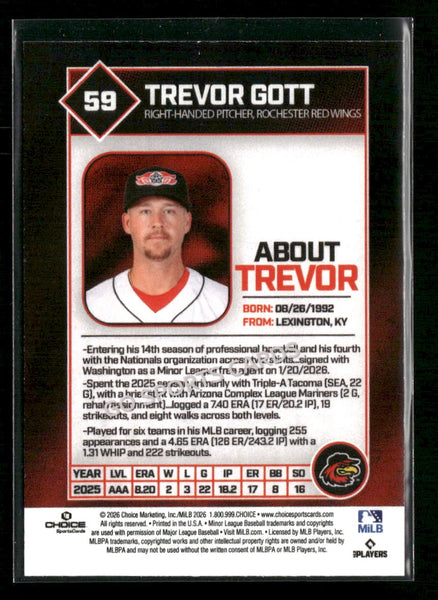2026 Rochester Red Wings Trevor Gott
