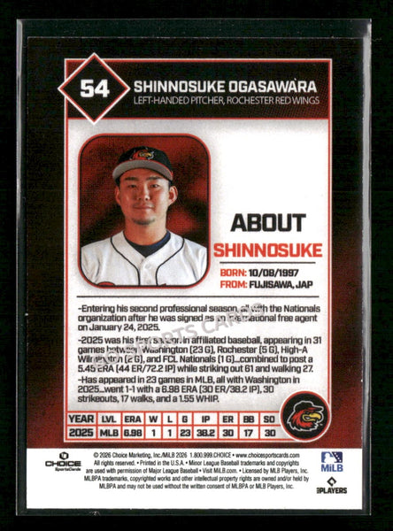 2026 Rochester Red Wings Shinnosuke Ogasawara