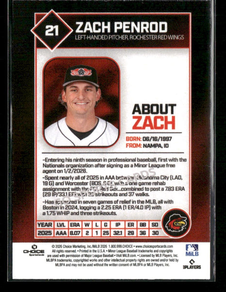 2026 Rochester Red Wings Zach Penrod