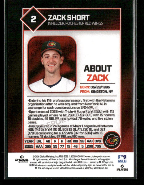 2026 Rochester Red Wings Zack Short