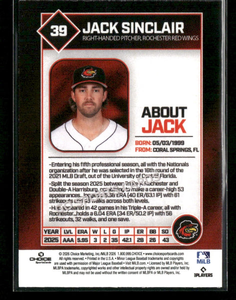 2026 Rochester Red Wings Jack Sinclair