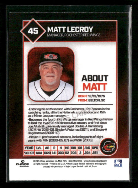 2026 Rochester Red Wings Matt LeCroy