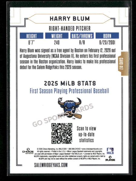 2026 Salem RidgeYaks Harry Blum