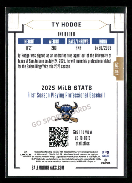2026 Salem RidgeYaks Ty Hodge