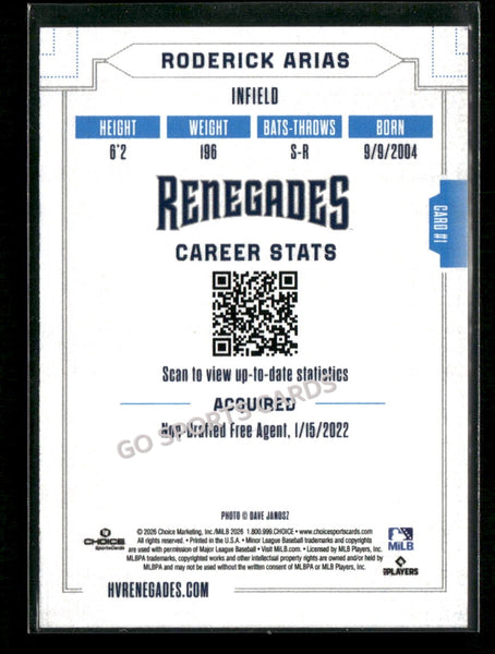 2026 Hudson Valley Renegades Roderick Arias