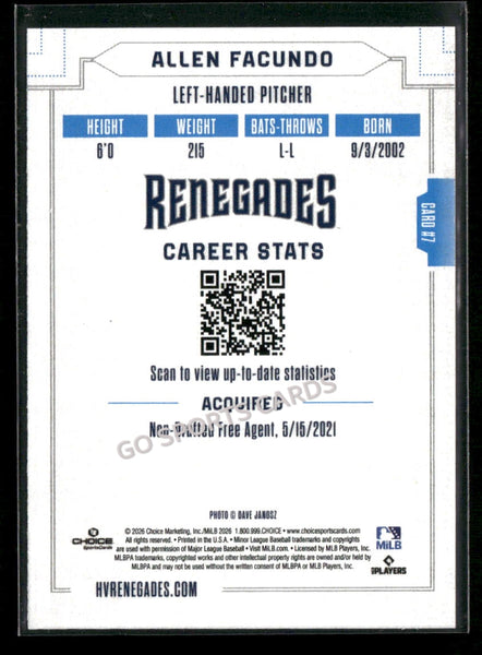 2026 Hudson Valley Renegades Allen Facundo