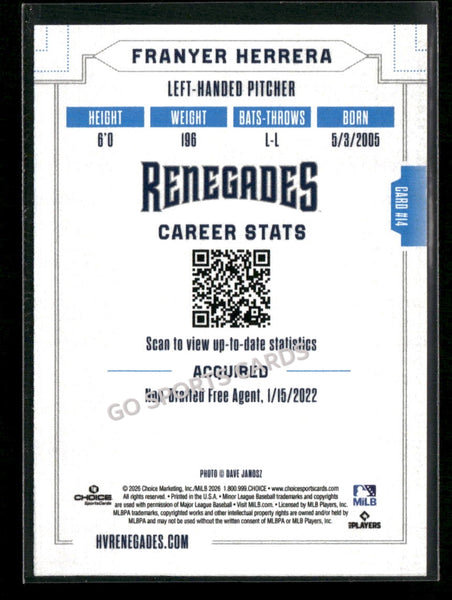 2026 Hudson Valley Renegades Franyer Herrera