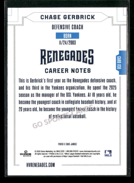2026 Hudson Valley Renegades Chase Gerbrick