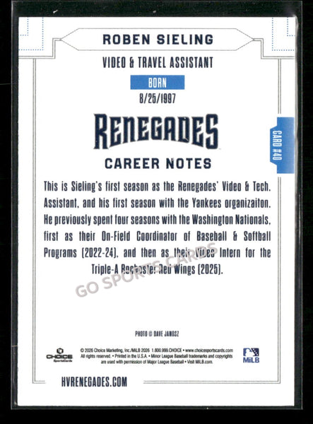 2026 Hudson Valley Renegades Roben Sieling