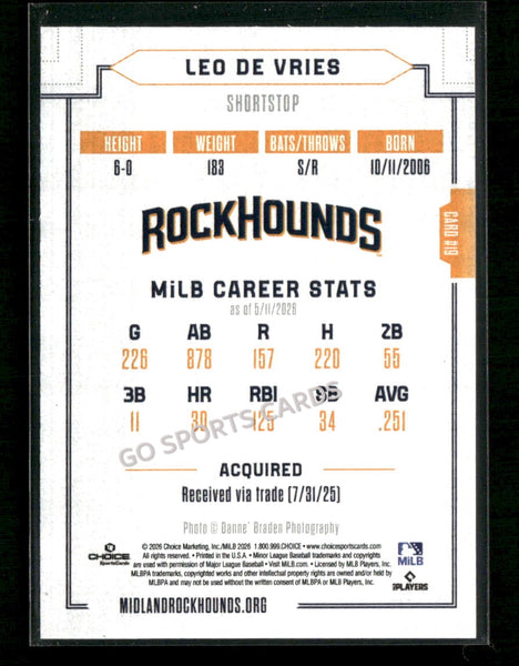 2026 Midland RockHounds Leo De Vries