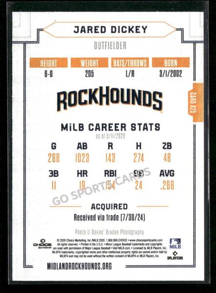 2026 Midland RockHounds Jared Dickey