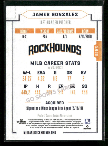 2026 Midland RockHounds James Gonzalez