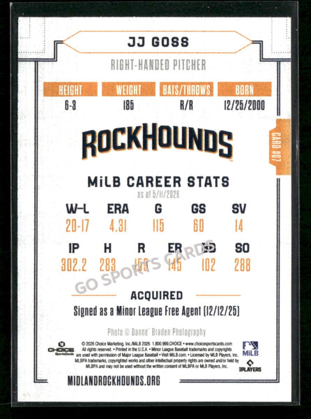 2026 Midland RockHounds JJ Goss