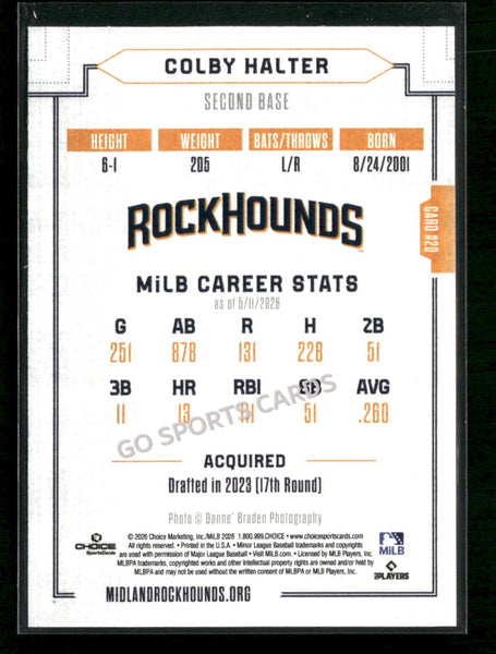 2026 Midland RockHounds Colby Halter