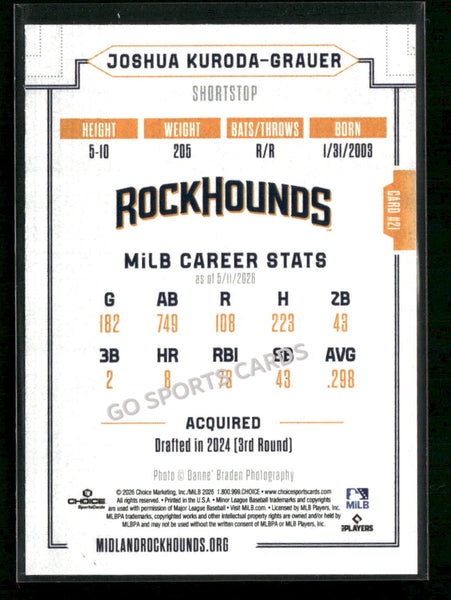 2026 Midland RockHounds Joshua Kuroda Grauer