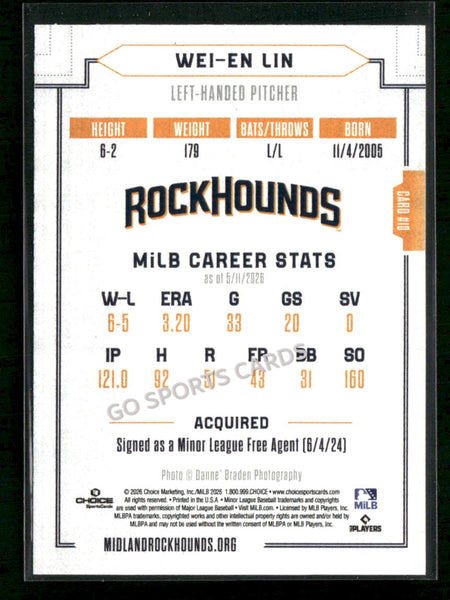 2026 Midland RockHounds Wei En Lin