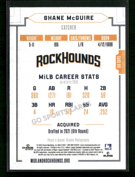 2026 Midland RockHounds Shane McGuire