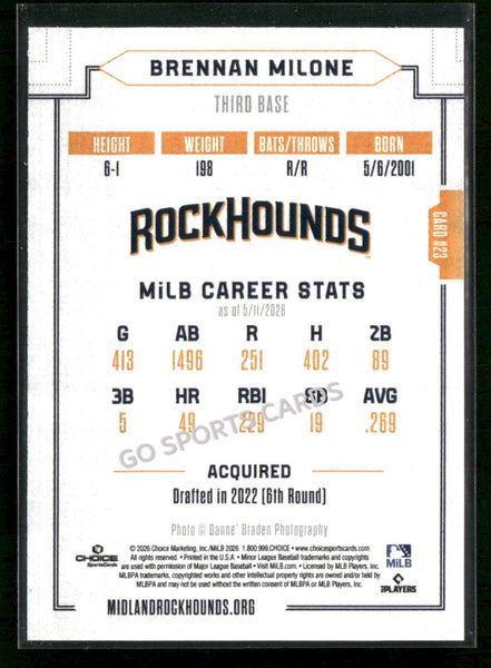 2026 Midland RockHounds Brennan Milone