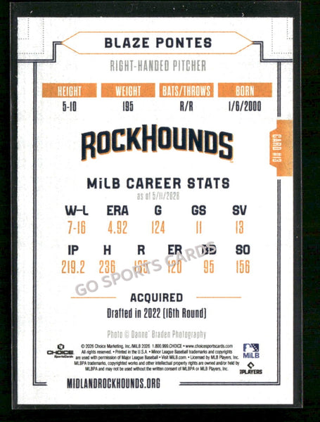 2026 Midland RockHounds Blaze Pontes