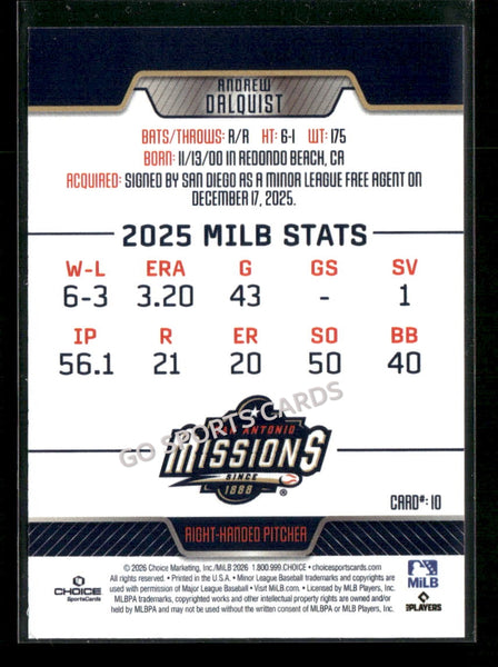 2026 San Antonio Missions Andrew Dalquist
