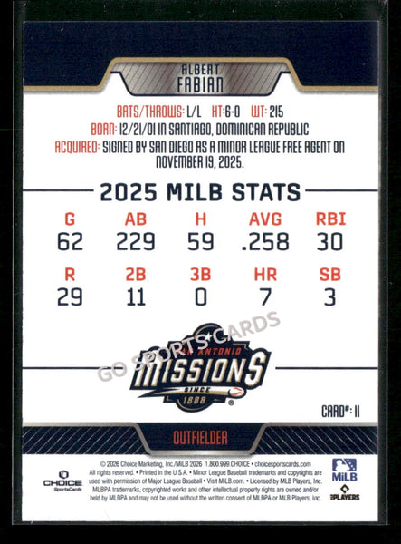 2026 San Antonio Missions Albert Fabian