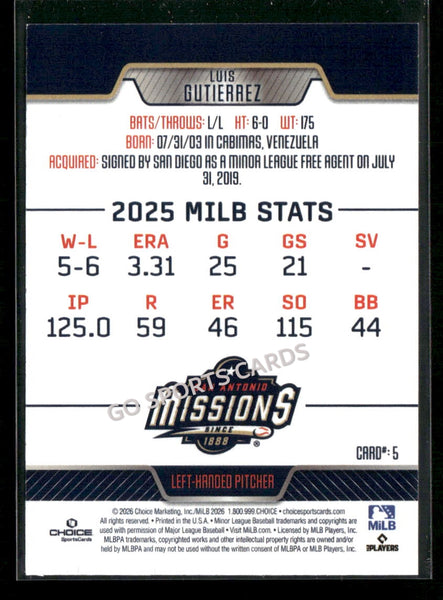 2026 San Antonio Missions Luis Gutierrez
