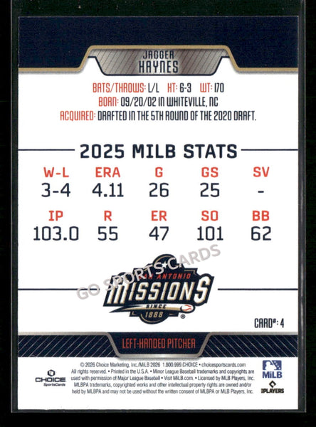 2026 San Antonio Missions Jagger Haynes
