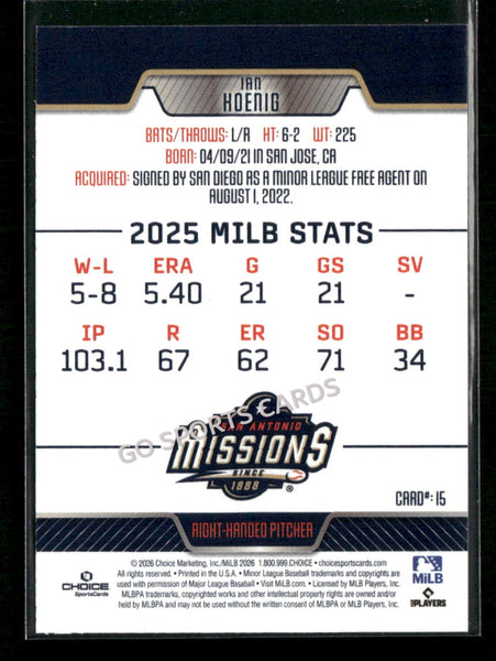 2026 San Antonio Missions Ian Koenig