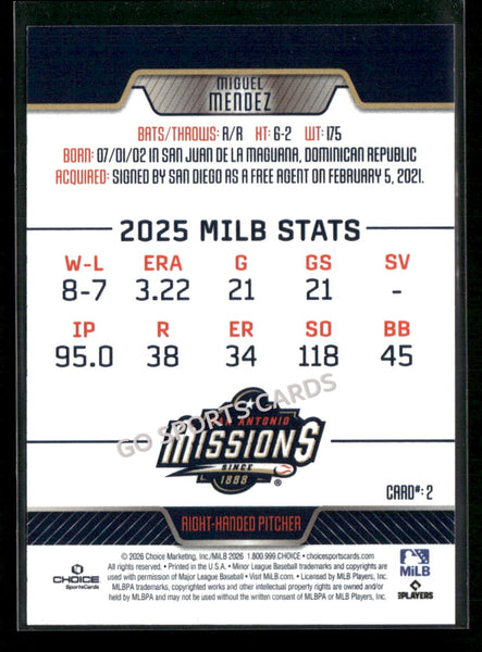 2026 San Antonio Missions Miguel Mendez