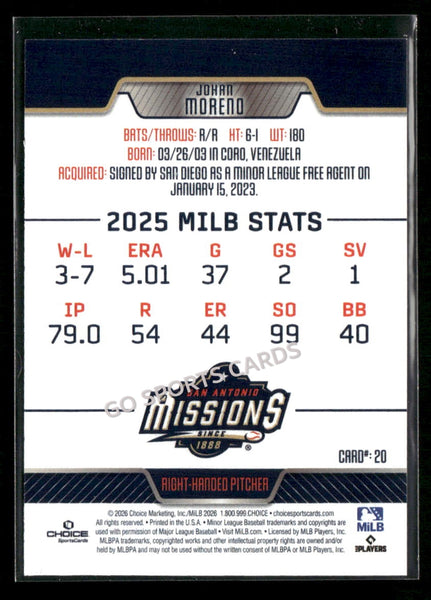 2026 San Antonio Missions Johan Moreno