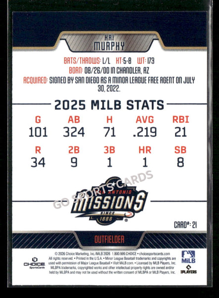 2026 San Antonio Missions Kai Murphy