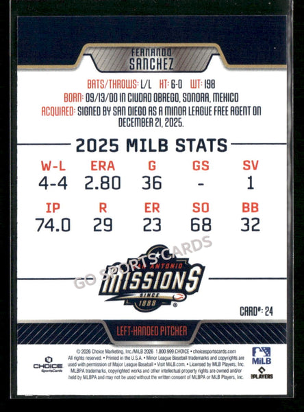 2026 San Antonio Missions Fernando Sanchez