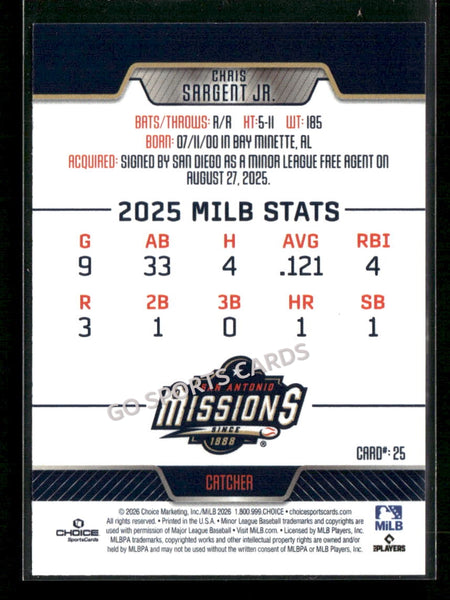2026 San Antonio Missions Chris Sargent Jr