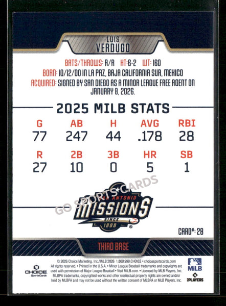 2026 San Antonio Missions Luis Verdugo