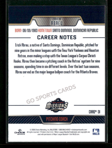 2026 San Antonio Missions Erich Abreu