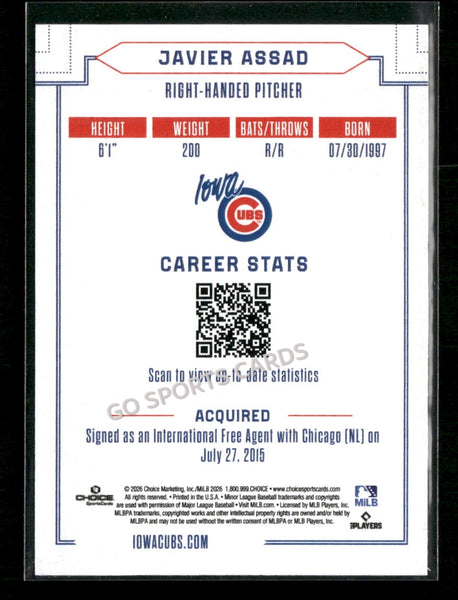 2026 Iowa Cubs Javier Assad