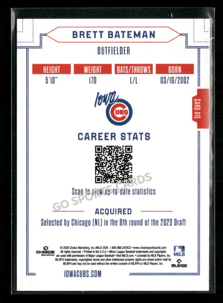 2026 Iowa Cubs Brett Bateman