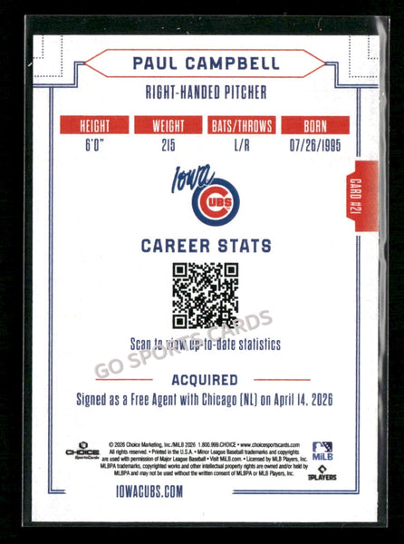 2026 Iowa Cubs Paul Campbell