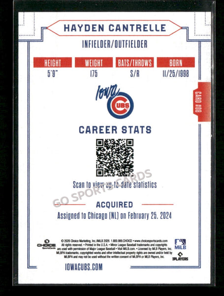 2026 Iowa Cubs Hayden Cantrelle