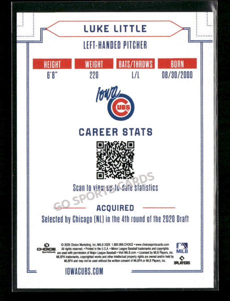 2026 Iowa Cubs Luke Little